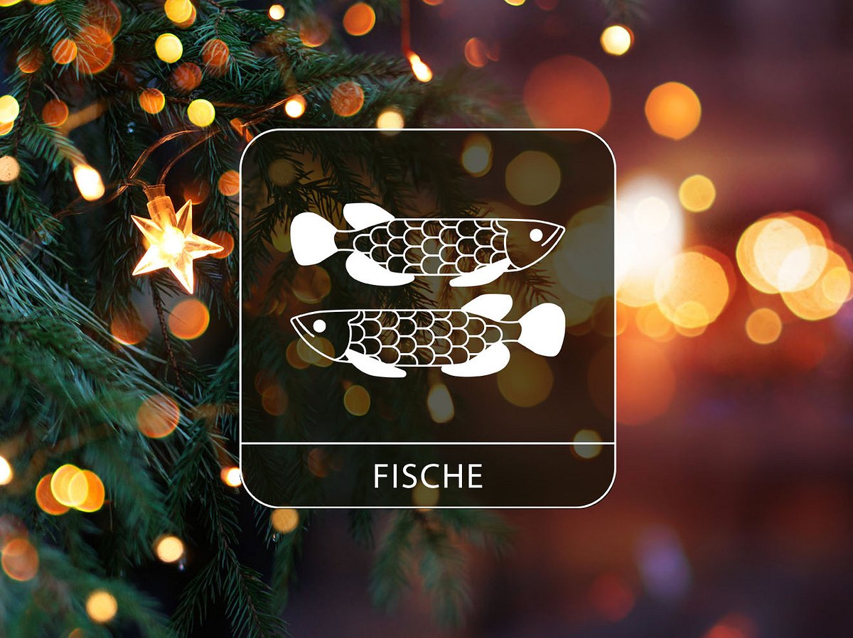 Sternzeichen Fische vor einem weihnachtlichen Hintergrund