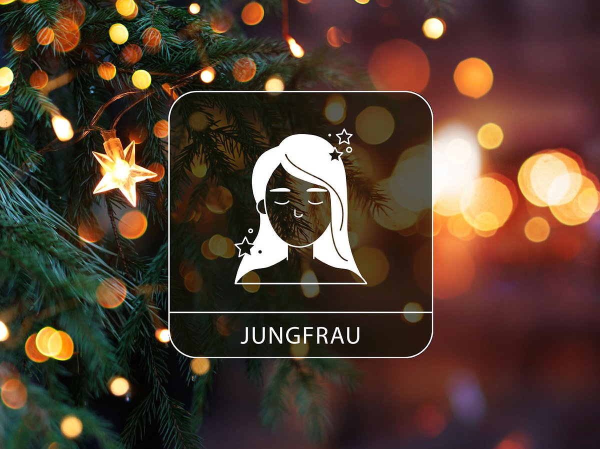 Sternzeichen Jungfrau vor einem weihnachtlichen Hintergrund