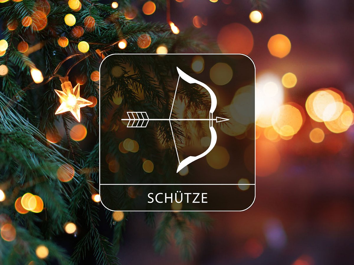 Sternzeichen Schütze vor einem weihnachtlichen Hintergrund