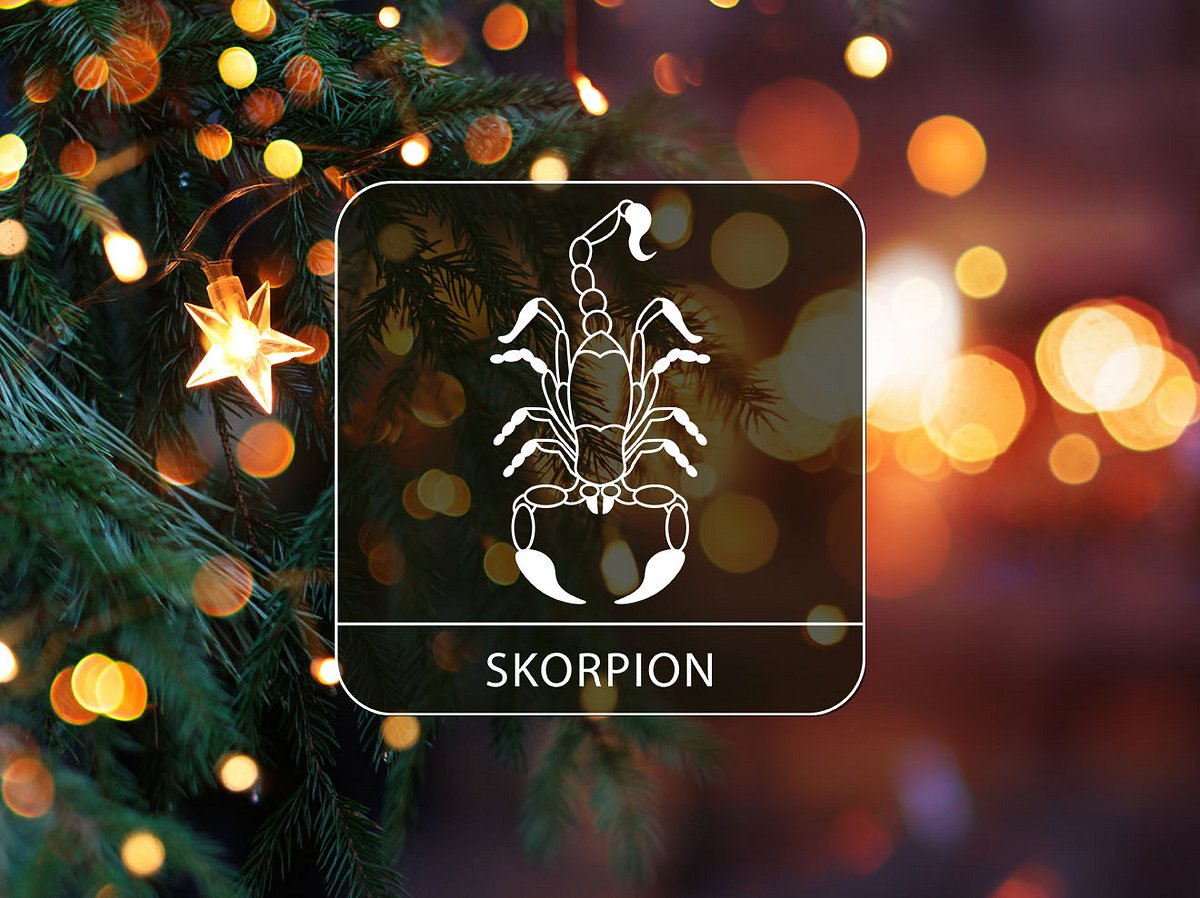 Sternzeichen Skorpion vor einem weihnachtlichen Hintergrund