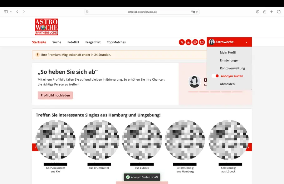 Anonym surfen Astrowoche Partnersuche