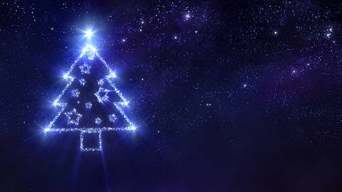 Tannenbaum leuchtet am Sternenhimmel - Foto: da-kuk/iStock