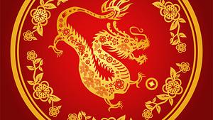 Der chinesische Drache in einem Kreis aus Blumen - Foto: simon2579/iStock