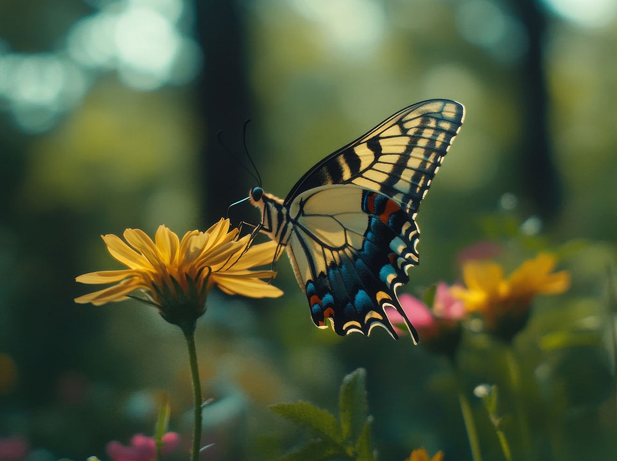 Schmetterling auf gelber Frühlingsblume