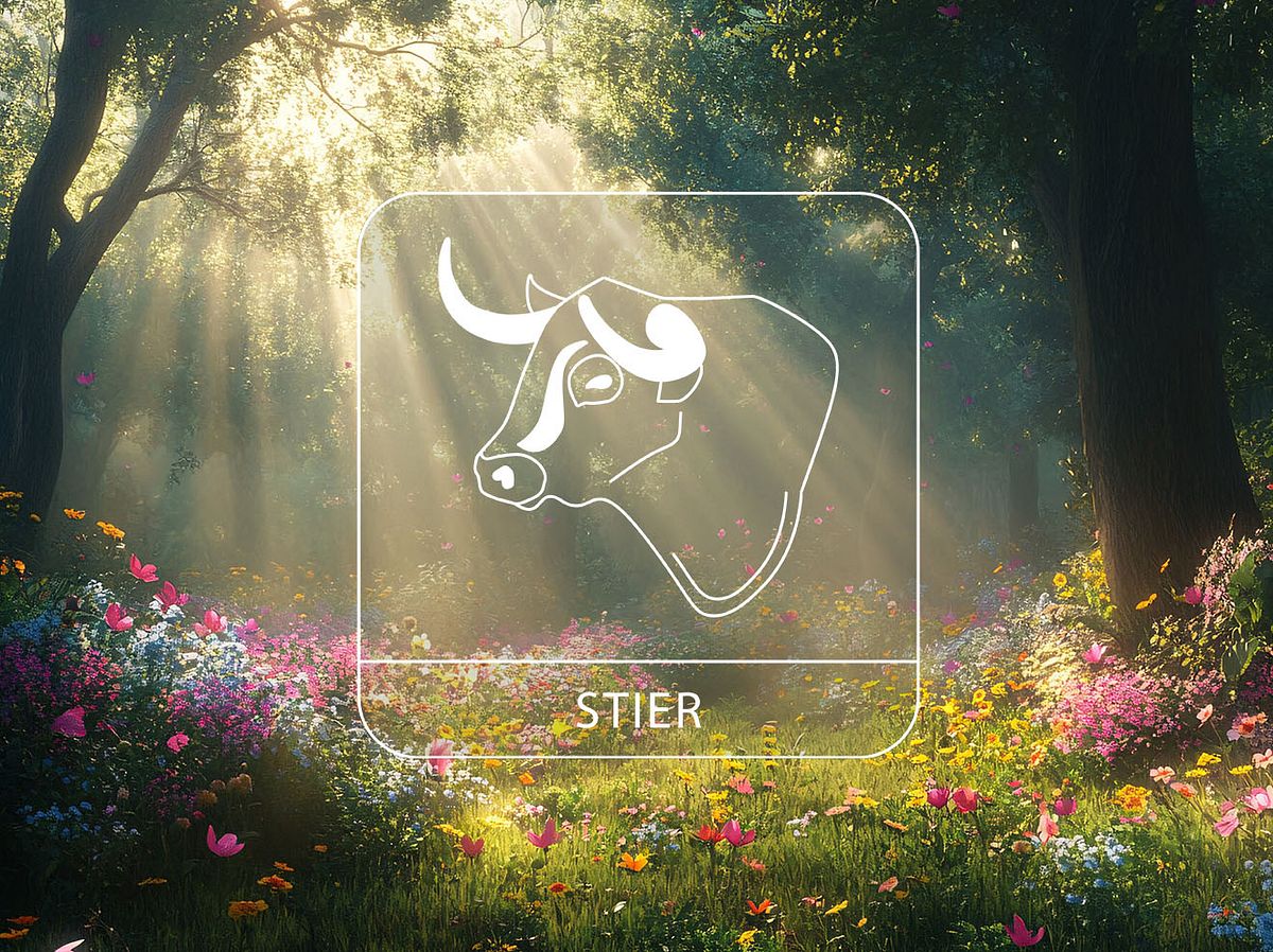 Sternzeichen Stier im Sonnenlicht auf einer Frühlingswiese