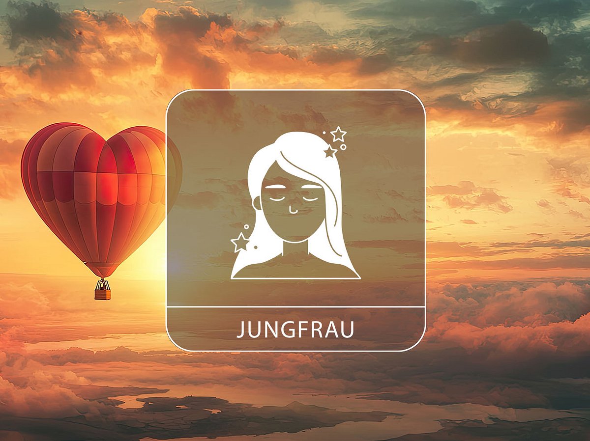 Sternzeichen Jungfrau mit einem Herz-Heißluftballon