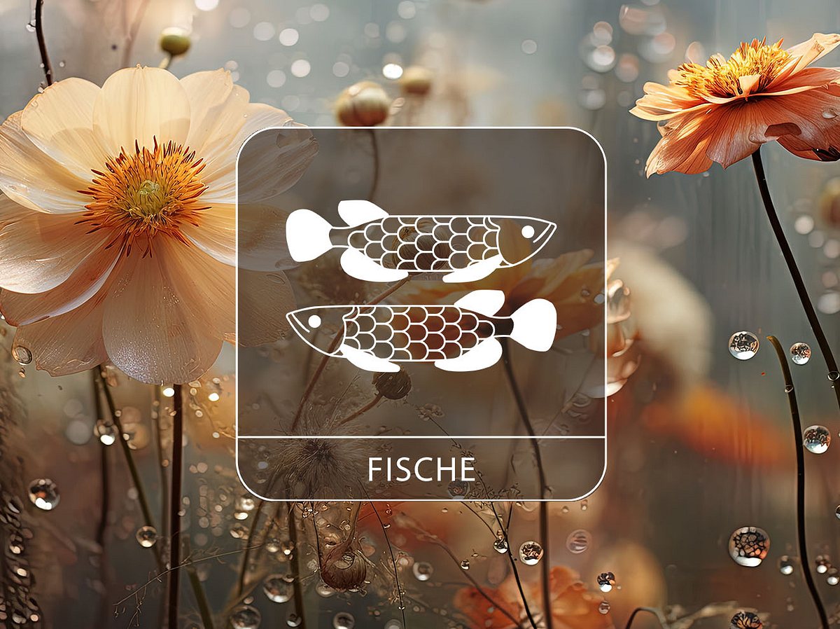 Sternzeichen Fische vor Blumen im Regen