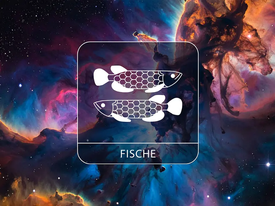 Sternzeichen Fische vor einem galaktischen chaotischen Hintergrund
