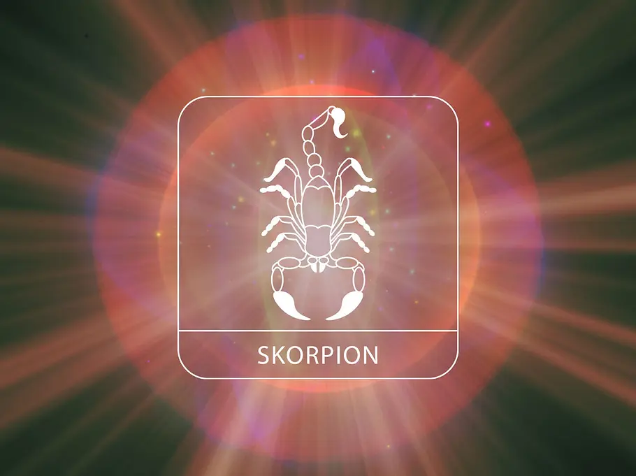 Kosmisches buntes Licht leuchtet auf das Sternzeichen Skorpion