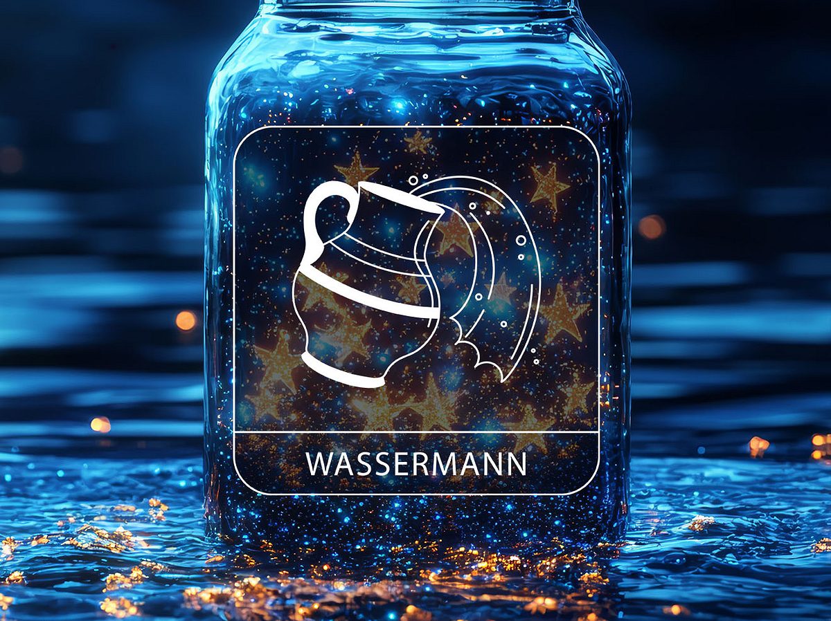 Sternzeichen Wassermann vor einem Sternenglas