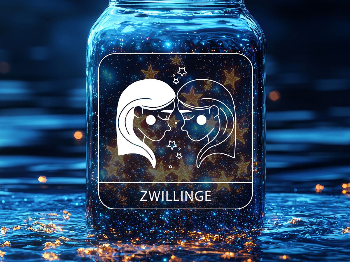 Sternzeichen Zwillinge vor einem Sternenglas