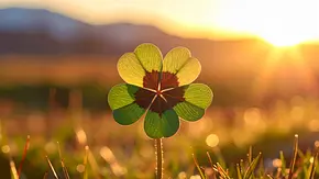 Ein Kleeblatt blüht auf einer Wiese im Sonnenaufgang - Foto: AdobeFirefly (generiert mit KI) Ein Kleeblatt blüht auf einer Wiese im Sonnenaufgang - Foto: AdobeFirefly (generiert mit KI)