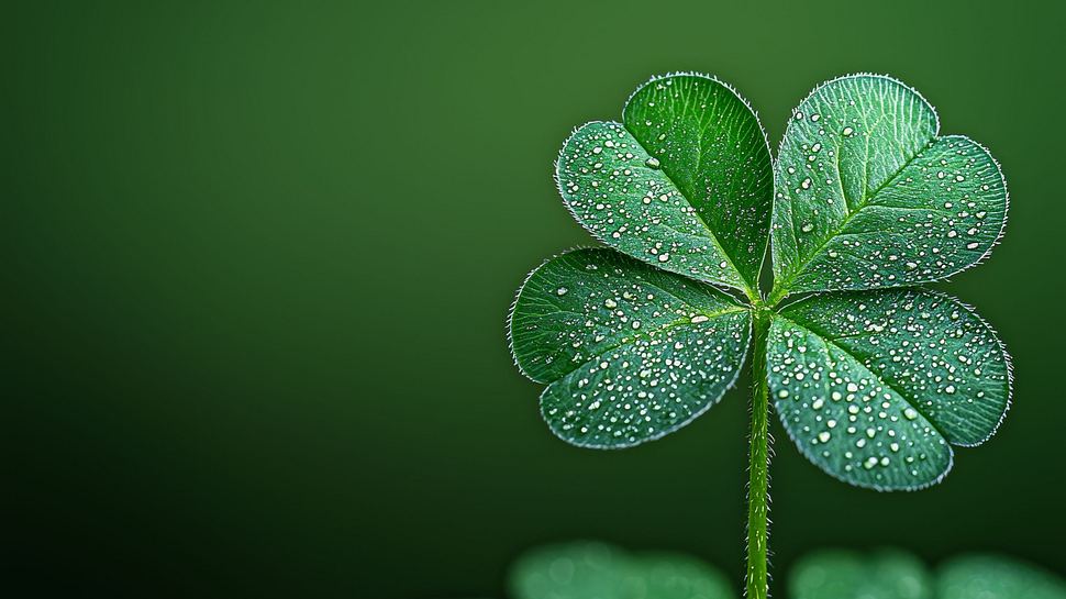 Vergrößerter Glücksklee mit Tautropfen - Foto: typepng / AdobeStock