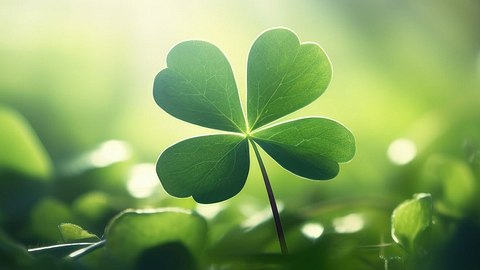 Ein vierblättriges Kleeblatt in Nahaufnahme vor einem leuchtend-grünen Hintergrund. - Foto: krissikunterbunt / Adobestock