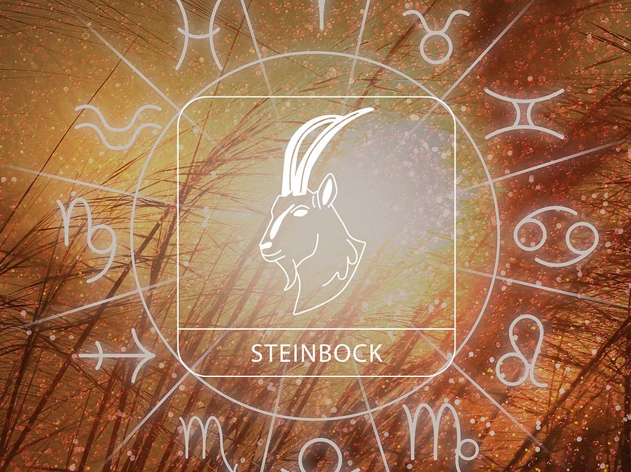 Sternzeichen Steinbock in einem Astrologie-Kreis vor einem herbstlichen Hintergrund