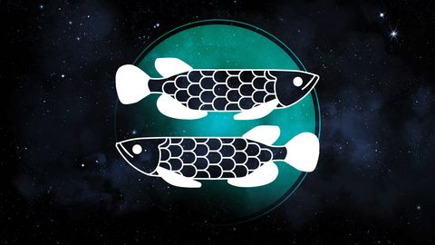 Abbildung vom Sternzeichen Fische - Foto: Collage von Astrowoche.de (Dominica Zaborowski) & Adobe Stock  (Manuel Adorf)