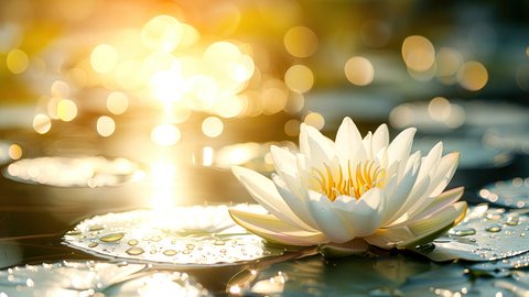 Lotusblüte auf einem Teich im Sommerlicht - Foto: BoOm / AdobeStock (Generiert mit KI)