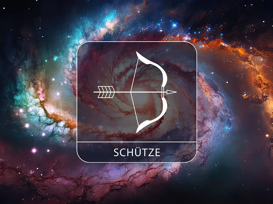 Sternzeichen Schütze vor einem galaktischen Hintergrund