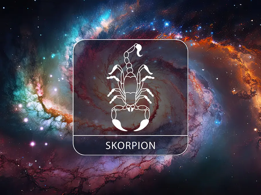 Sternzeichen Skorpion vor einem galaktischen Hintergrund