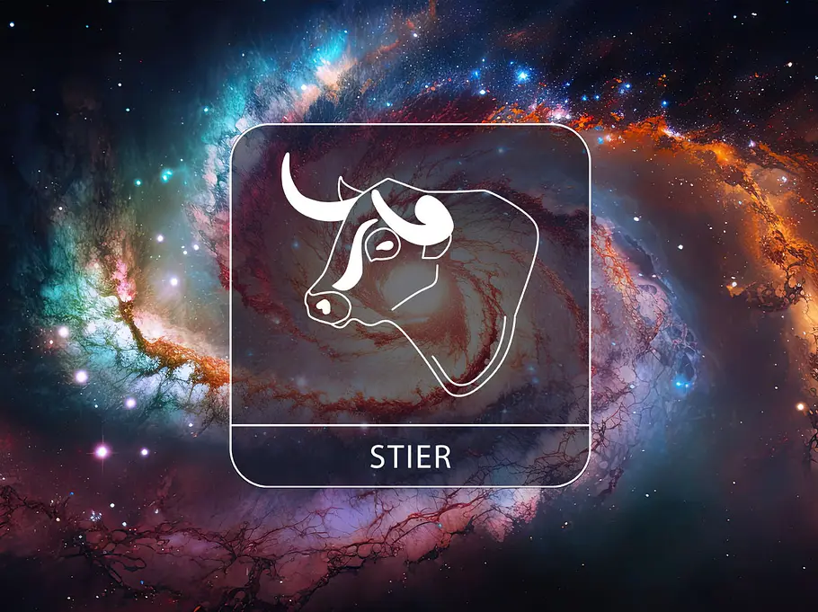 Sternzeichen Stier vor einem galaktischen Hintergrund