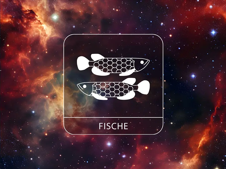 Sternzeichen Fische vor einem galaktischen Hintergrund