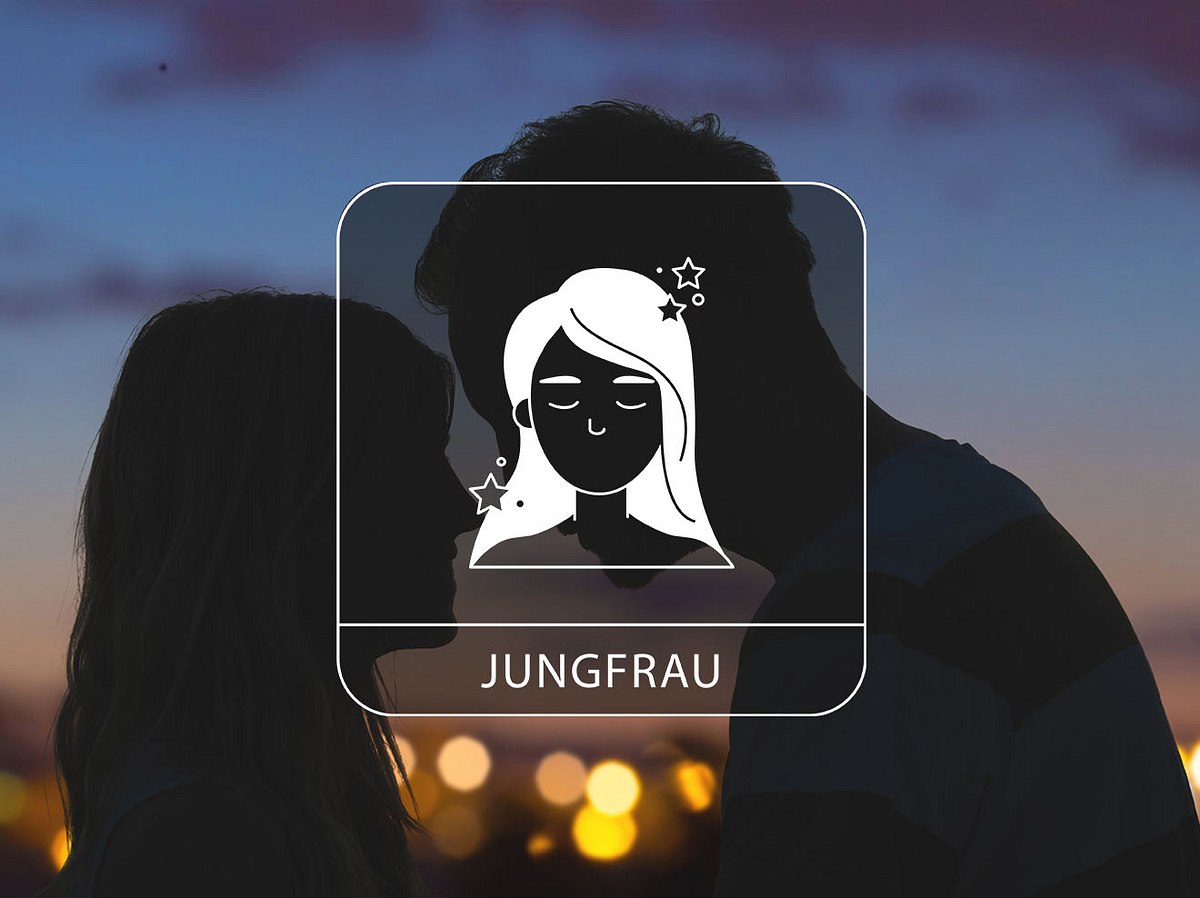 Sternzeichen Jungfrau vor einem Hintergrund mit einem verliebten Paar