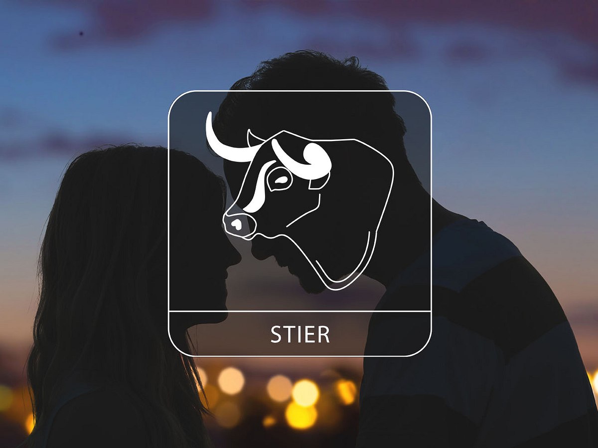 Sternzeichen Stier vor einem Hintergrund mit einem verliebten Paar