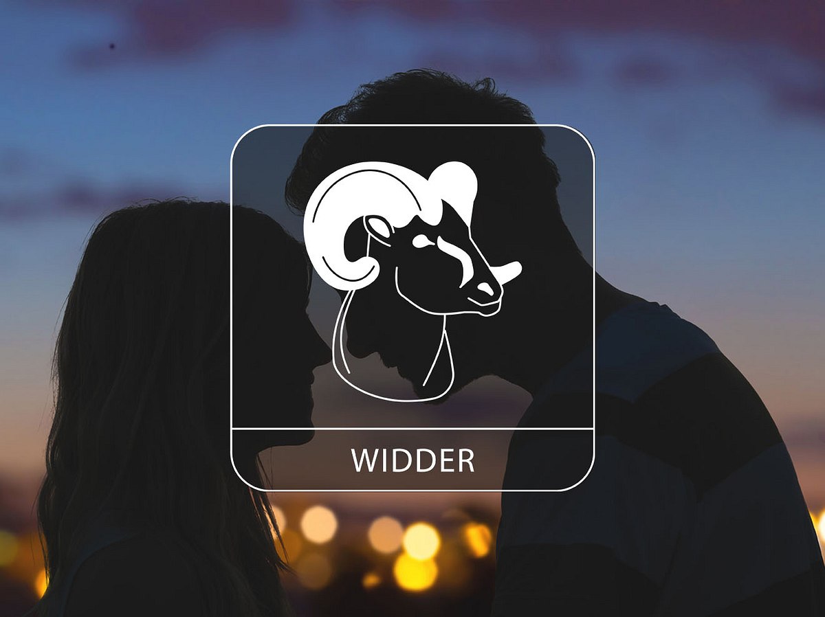 Sternzeichen Widder vor einem Hintergrund mit einem verliebten Paar