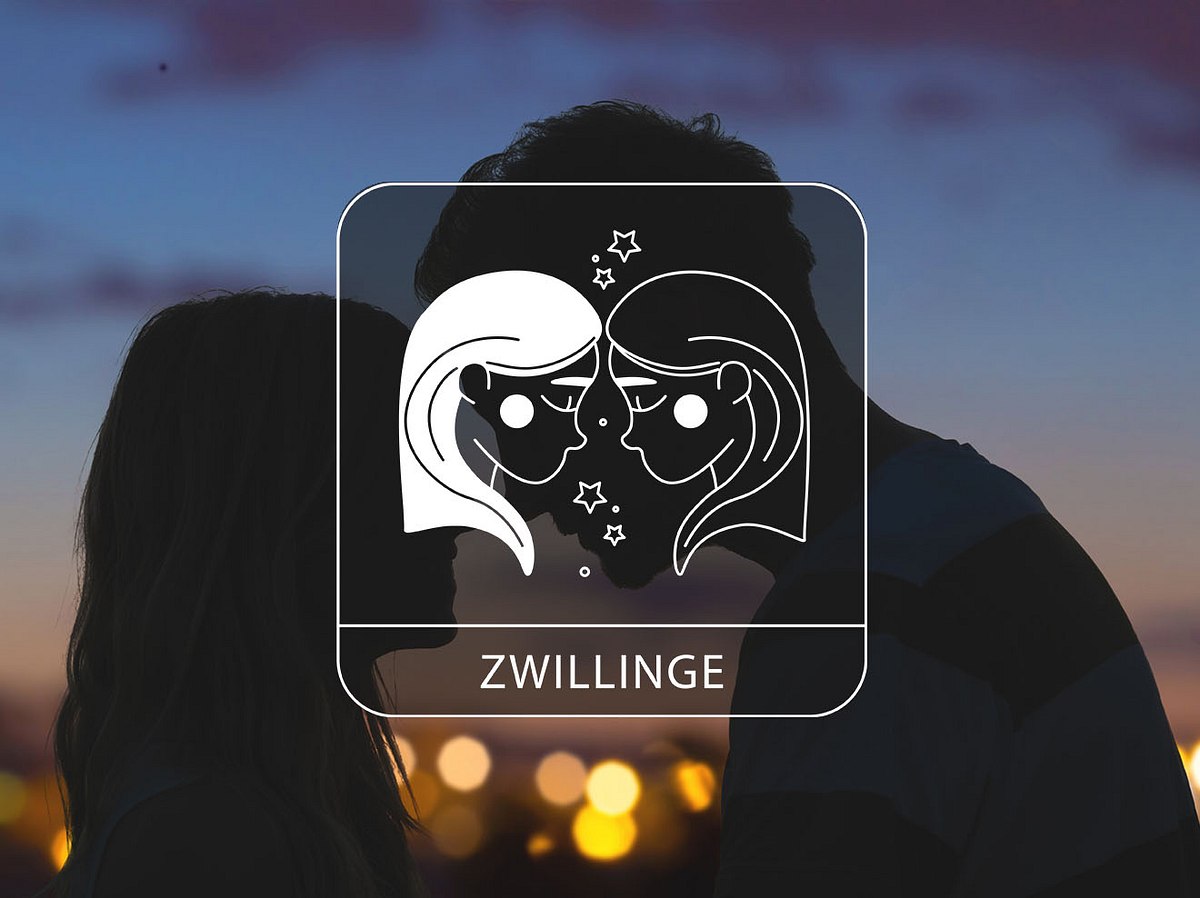 Sternzeichen Zwillinge vor einem Hintergrund mit einem verliebten Paar