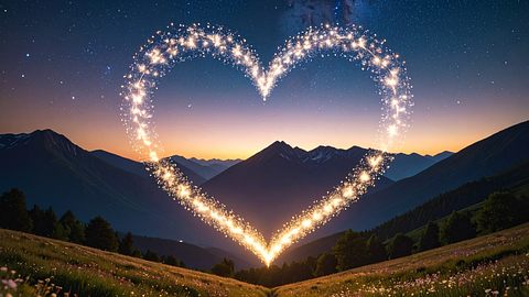 Ein Herz aus Sternen am Sommerhimmel - Foto: AdobeFirefly (generiert mit KI)