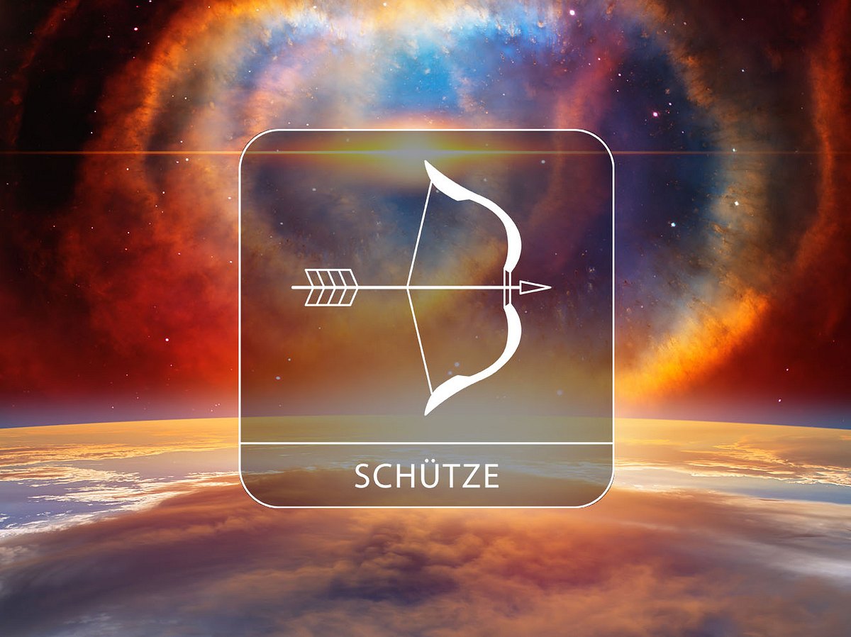 Sternzeichen Schütze vor einem galaktischen Hintergrund