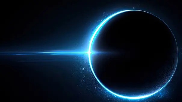 Kosmischer leuchtend blauer Kreis vor einem schwarzen Hintergrund - Foto: jason / AdobeStock Kosmischer leuchtend blauer Kreis vor einem schwarzen Hintergrund - Foto: jason / AdobeStock