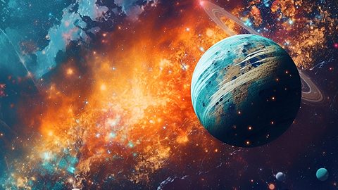 Farbenfrohe Darstellung vom Planeten Merkur in der Galaxie - Foto:  Aksana / AdobeStock