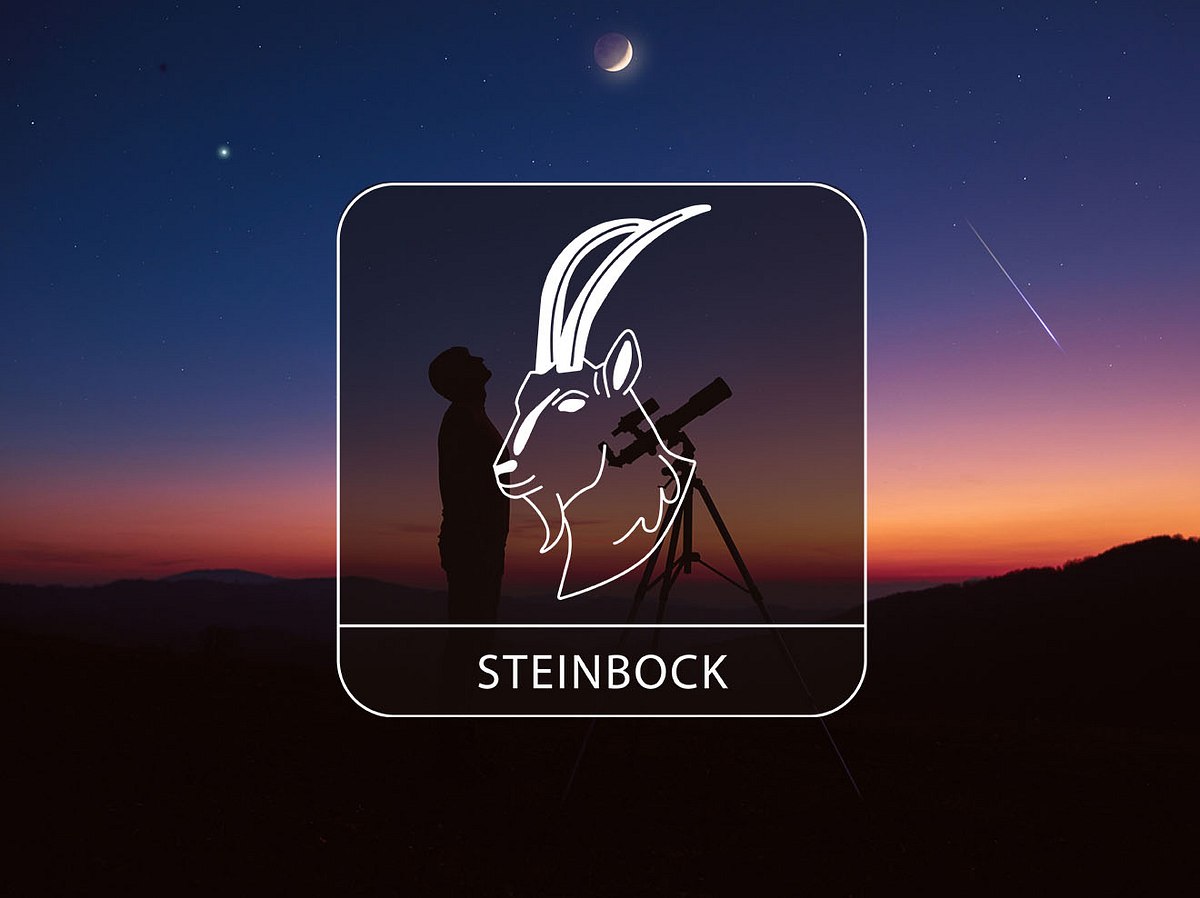 Sternzeichen Steinbock vor einem Nachthimmel mit partieller Mondfinsternis