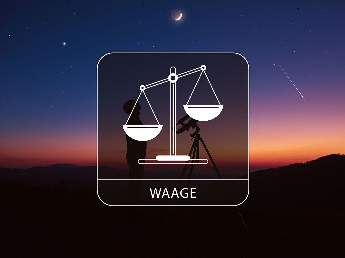 Sternzeichen Waage vor einem Nachthimmel mit partieller Mondfinsternis