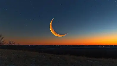 Ein Neumond wird von einem Sonnenuntergang umgeben - Foto: TITISCAHYA/ AdobeStock (KI generiert)
