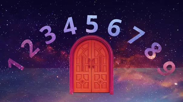 Zahlen stehen über einer Haustür zur Galaxie - Foto: Collage von Astrowoche & iStock ( Wirachai / Surasak Suwanmake / CHIARI_VFX / standret) Zahlen stehen über einer Haustür zur Galaxie - Foto: Collage von Astrowoche & iStock ( Wirachai / Surasak Suwanmake / CHIARI_VFX / standret)