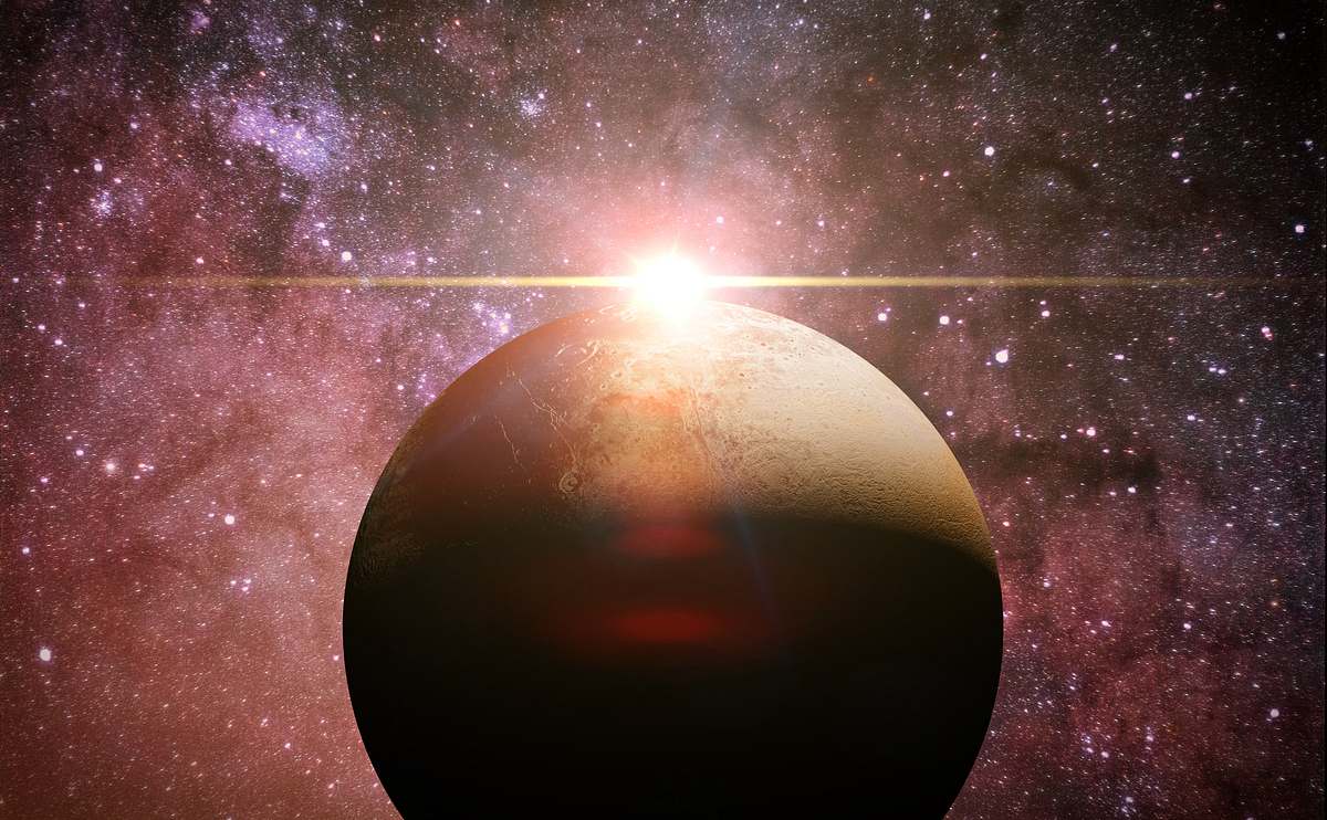 Planet Pluto angeschnitten