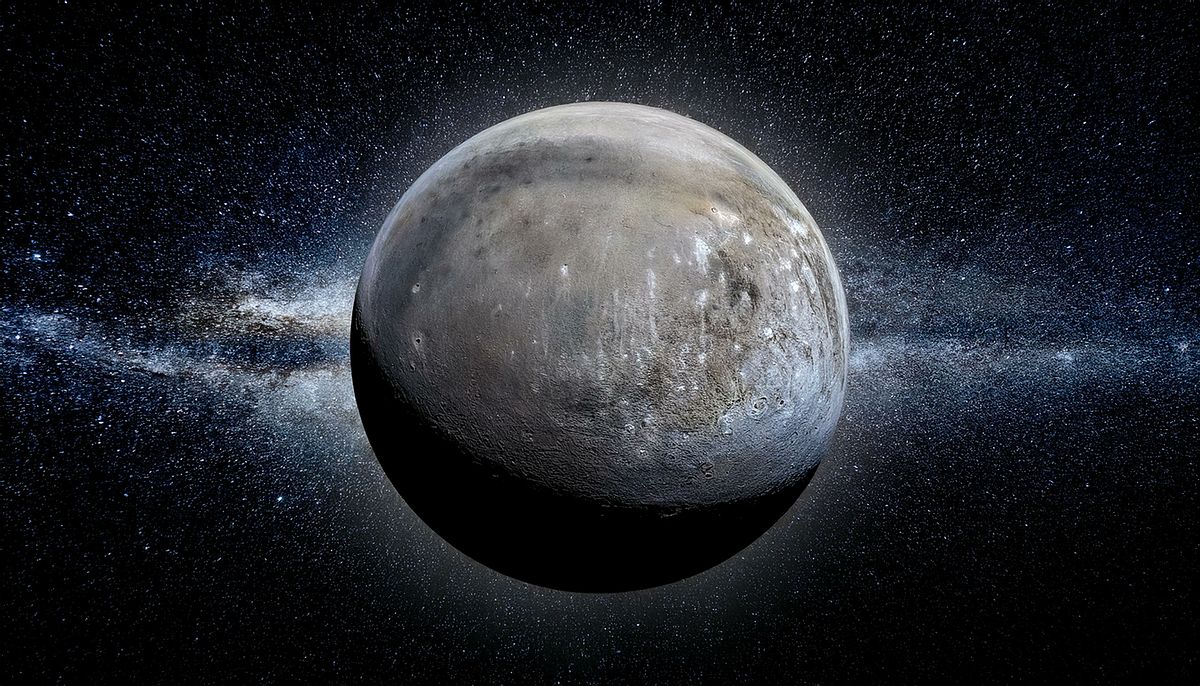 Planet Merkur umgeben von einem dunklen Hintergrg und vielen Sternen