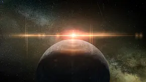 Planet Merkur im Sonnenlicht vor funkelnden Sternen. - Foto: dottedhippo/iStock