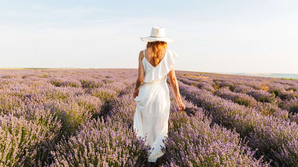 Frau geht durch Lavendelfeld - Foto: iStock/DeanDrobot