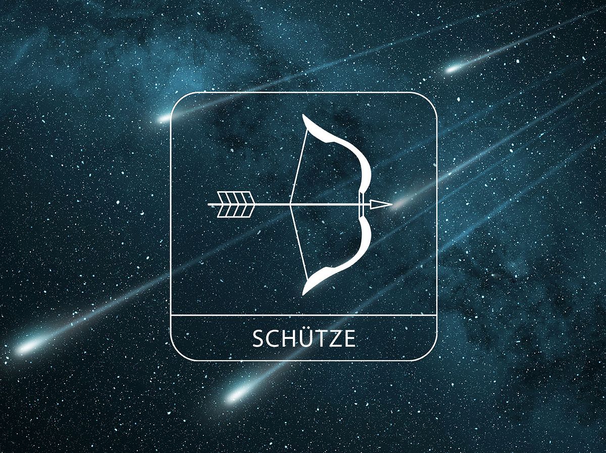 Sternzeichen Schütze vor einer Sternschnuppen-Nacht