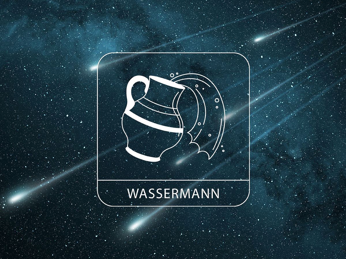 Sternzeichen Wassermann vor einer Sternschnuppen-Nacht