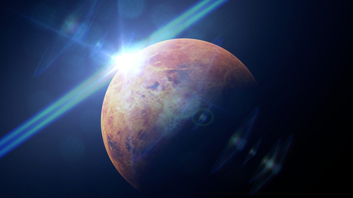 Planet Venus angestrahlt von der Sonne