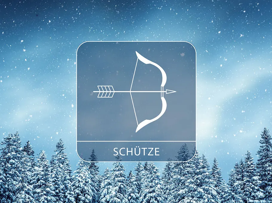 Das große Winter-Horoskop 2025/2026 für das Sternzeichen Schütze Vor einer winterlich, verschneiten Wald-Landschaft ist ein Bild des Sternzeichen Schütze zu sehen.